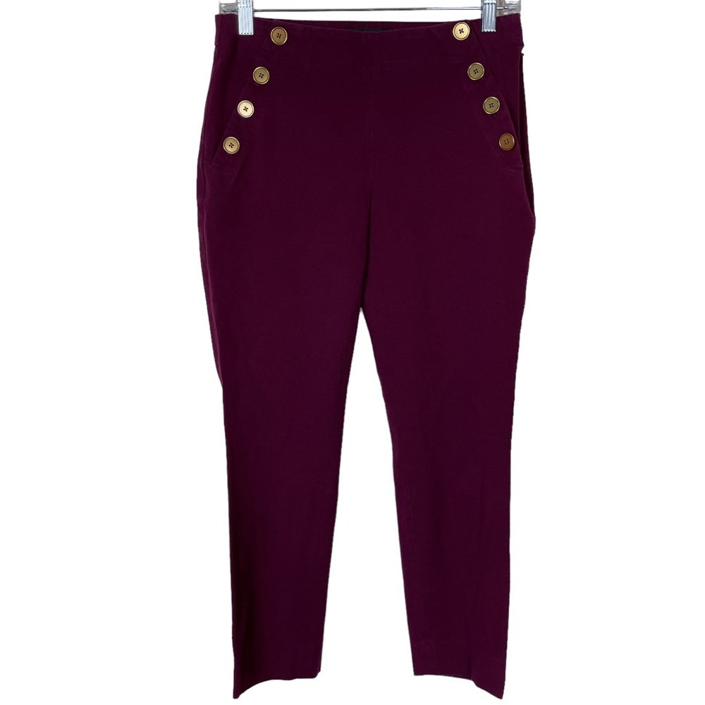 Banana Republic Sloan Cranberry Gold Button Career  Professional Pants Cropped 4